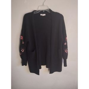 Wild Flower Embroidered Floral Balloon Sleeve Cardigan